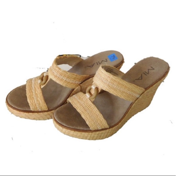 NEW  MIA   RAFFIA WEDGE PLATFORM SANDALS SIZE 7.5 - Picture 4 of 4
